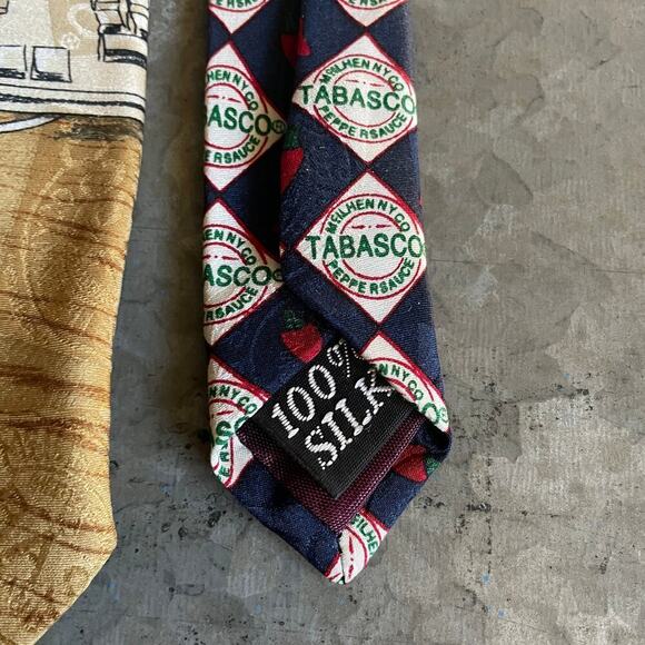 Vintage Tabasco Computer Keyboard Pepper Fest Festival Silk Tie 90s Hot Sauce - Picture 4 of 11